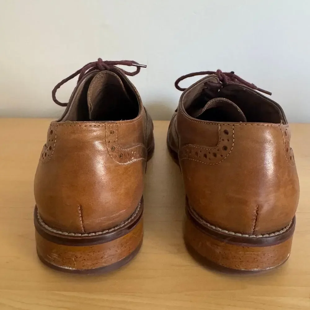 Johnston & Murphy Conard Men's Cap Toe Oxford Brogue Dress Shoes Tan Leather 11